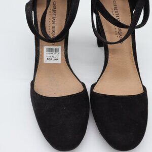 Christian Siriano Black Suede Ankle Strap Heels. Never worn. Size 7.5